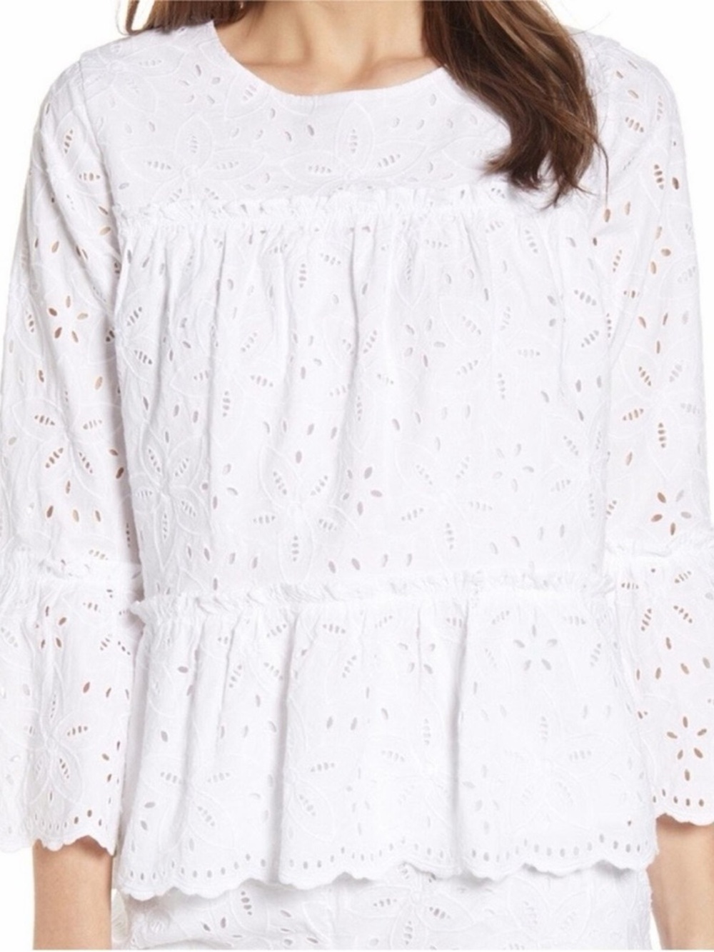 Vineyard Vines White Eyelet Peplum Top - Picture 8 of 9